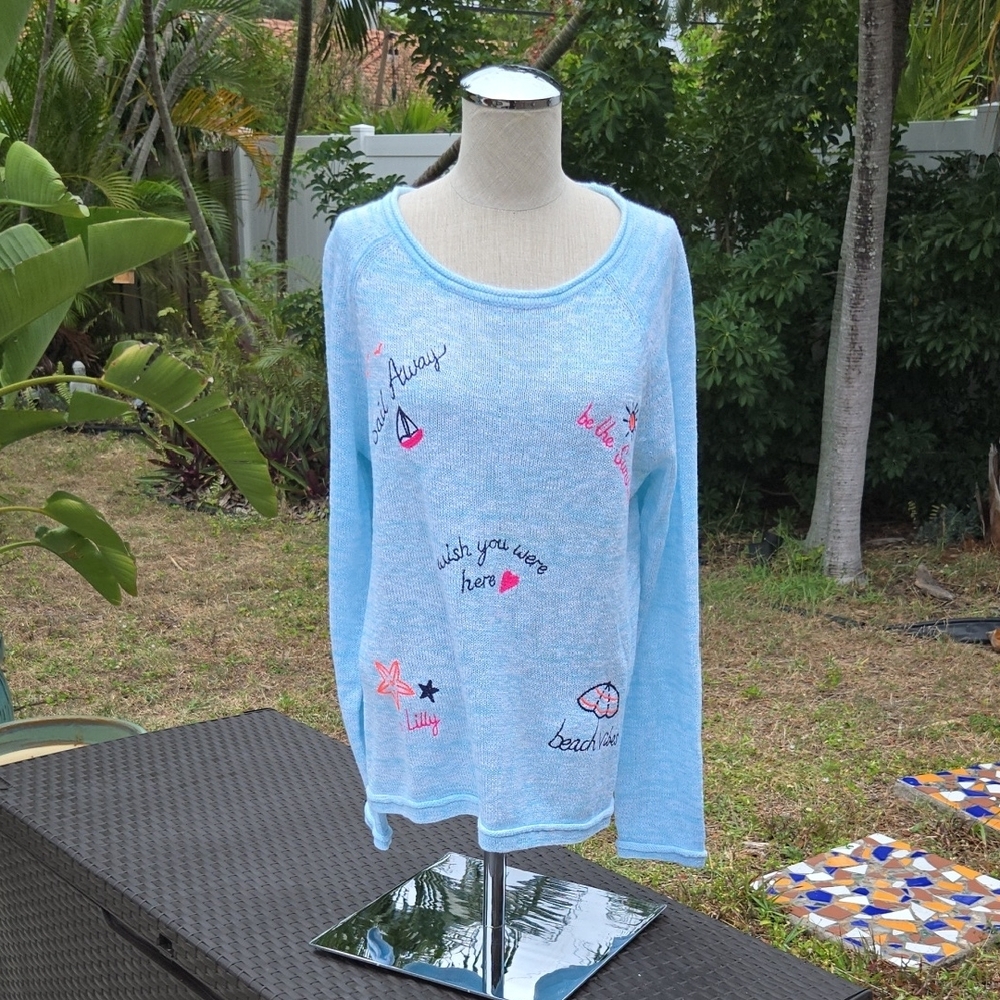 Lilly Pulitzer Light Blue Crew Neck Sweater L NWT